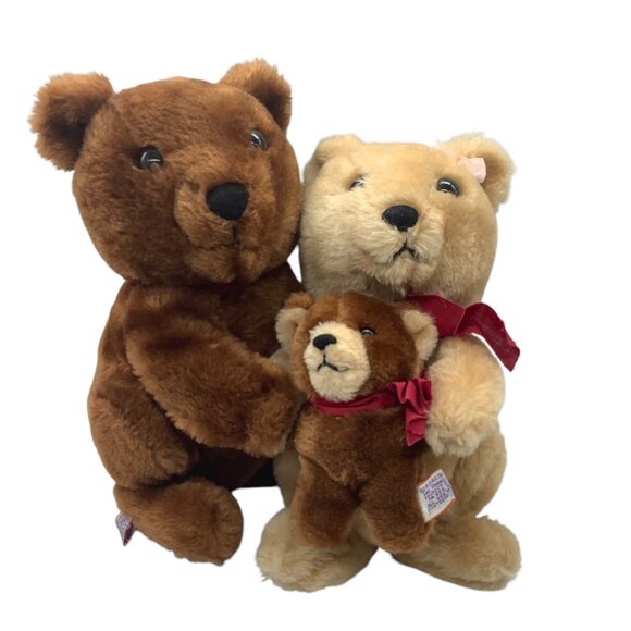 Vtg R. Dakin Three Little Bears Plush Family Trio Set Stuffed Animals 11”x11” - Picture 1 of 7